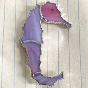 Cut Glass Sea Horse Pin